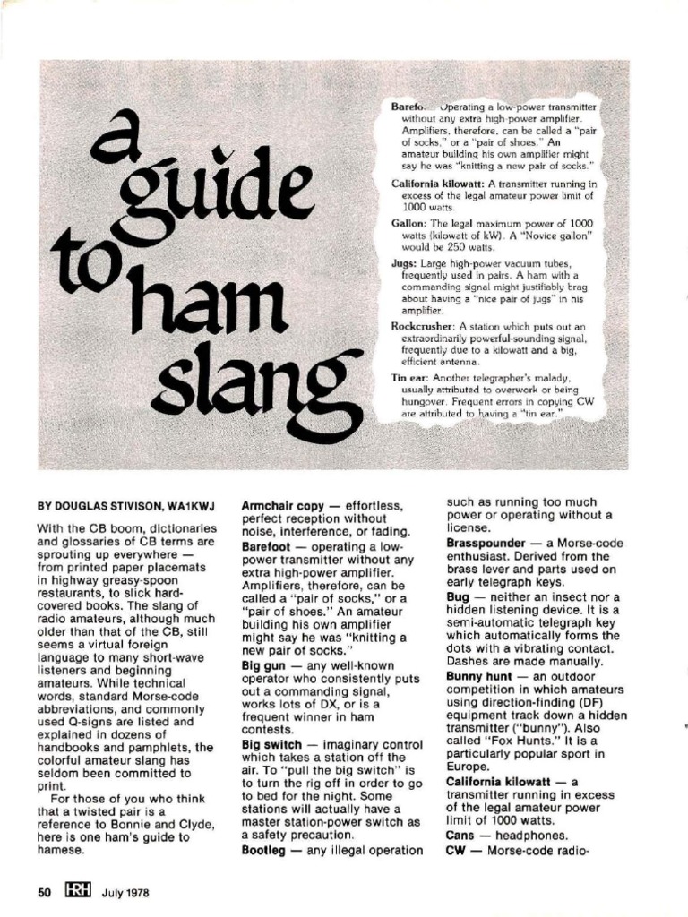 A Guide To Ham Slang PDF Amateur Radio Radio