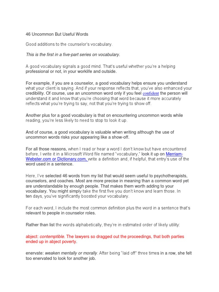 But Useful Words Vocabulary