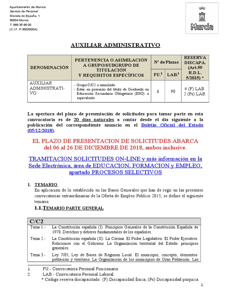 convocatoria-auxiliar-administrativo-murcia-pdf-desempleo