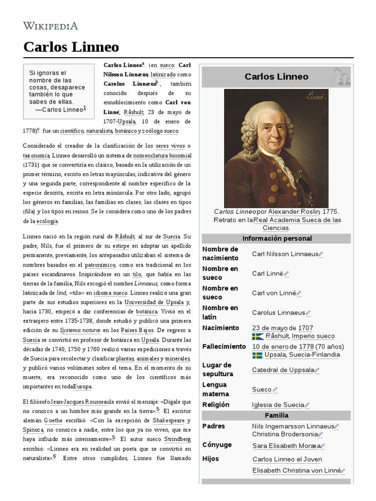 Carlos Linneo | PDF | Organismos