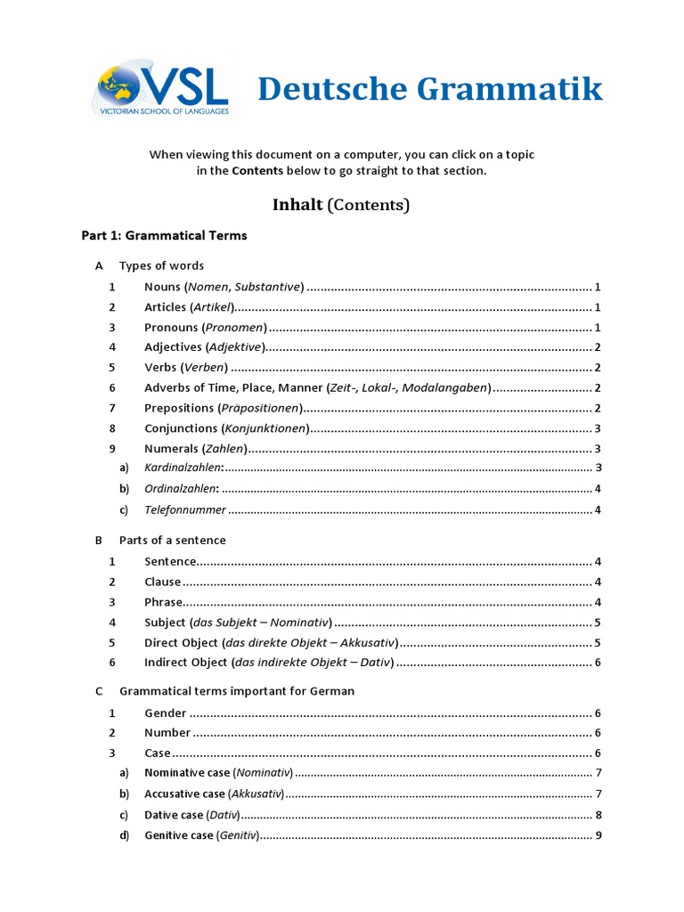 Deutsche Grammatik Übersicht | PDF | Grammatical Gender | Lexical Semantics