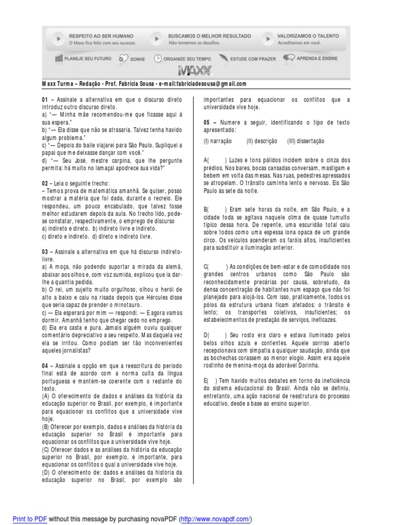 Exercícios de Tipologia Textual com Gabarito | PDF | Informação | Brasil