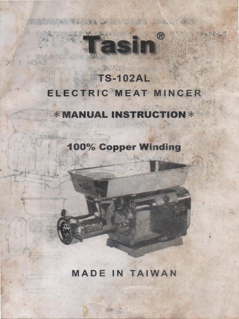 Tasin TS102AL Electric Meat Mincer Instructions PDF