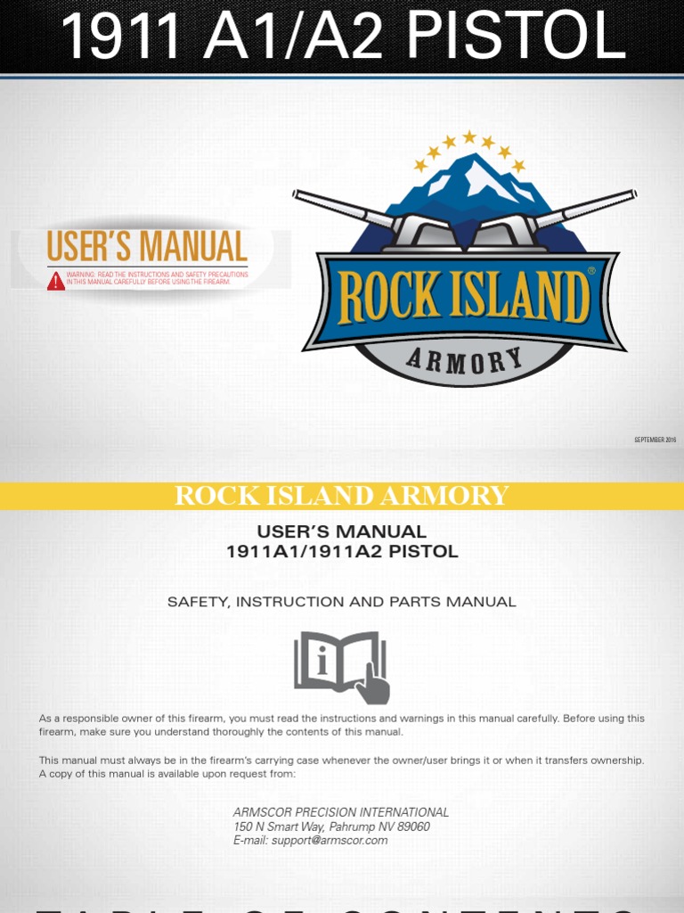 Rock Island Armory 1911 A1 A2 Pistol User S Manual Firearms Handgun