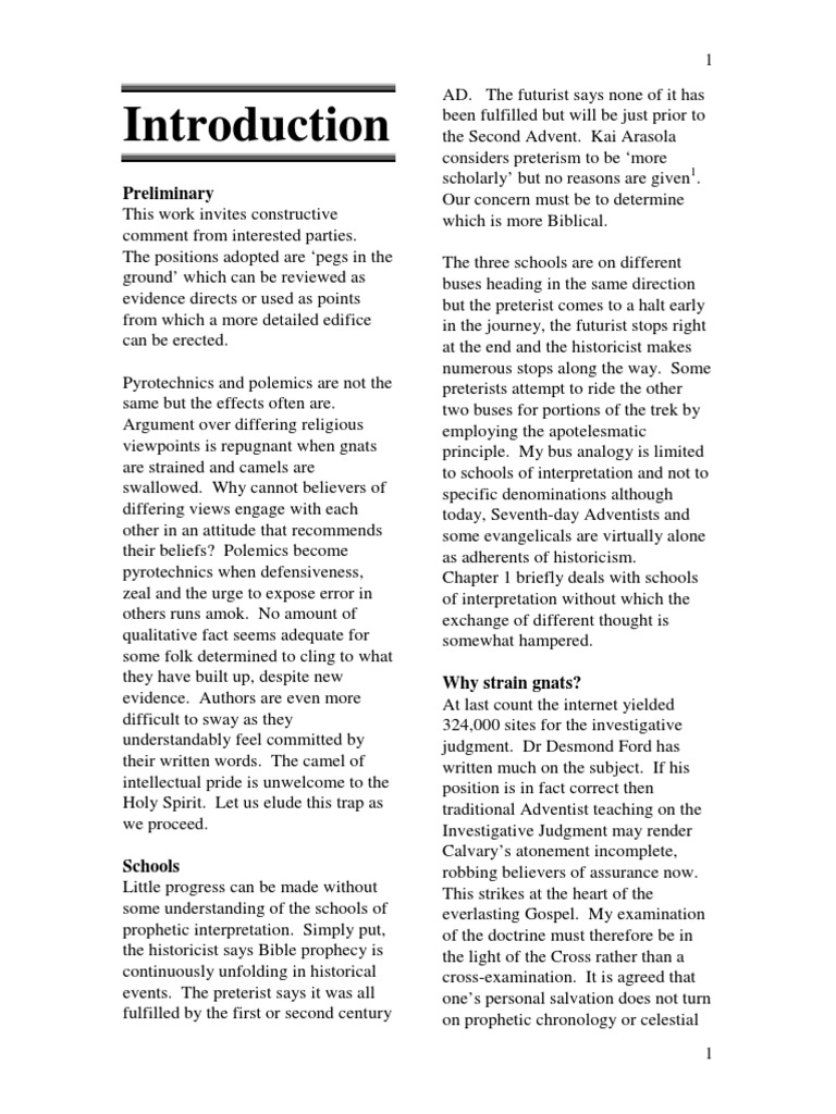 Intro | PDF | Seventh Day Adventist Church | Christian Eschatology