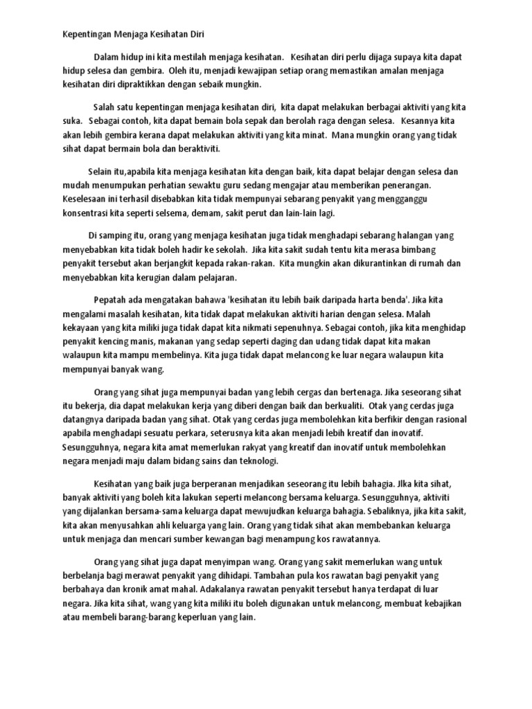 Kepentingan Menjaga Kesihatan Diri  PDF