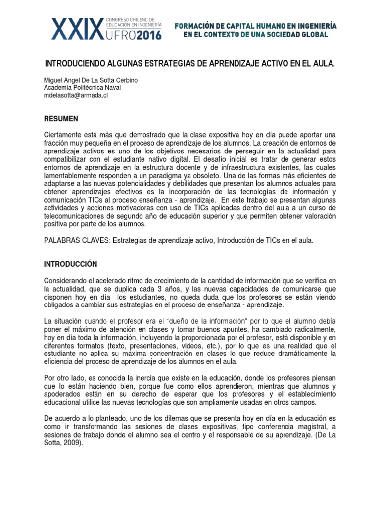 Introduciendo Algunas Estrategias de Aprendizaje Activo en El Aula ...