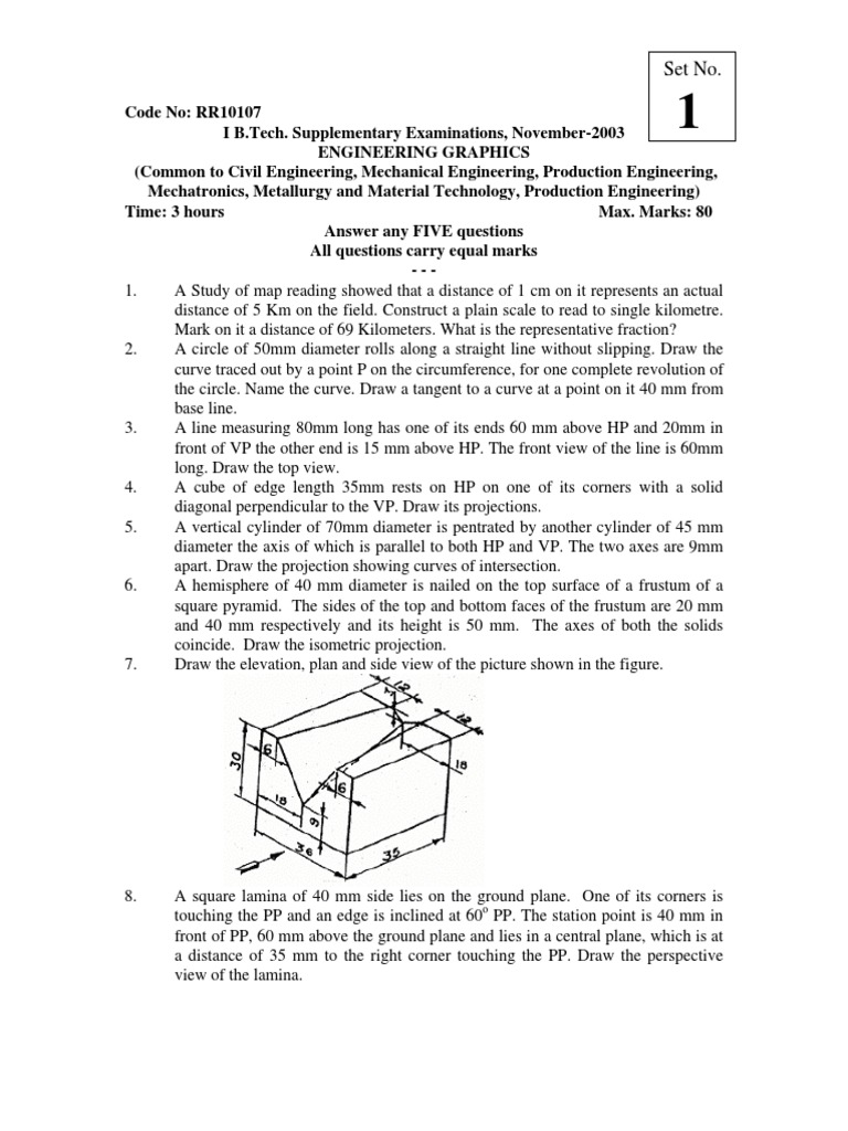 Engineering Drawing Previous Questions | PDF | Perpendicular | Circle