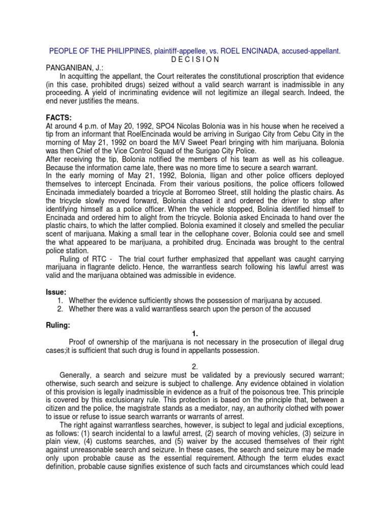 Constitutional Law - Searches and Seizures Digests | PDF | Search And ...