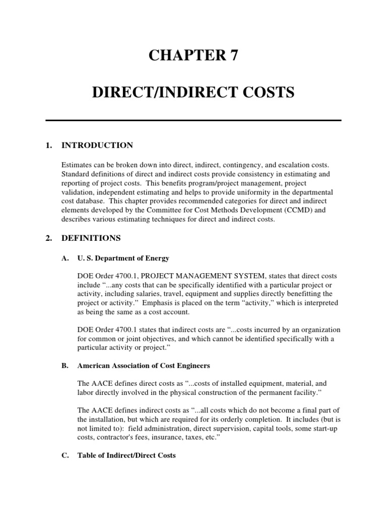 Direct and Indirect Costs in Projects | PDF | Cost | United States ...