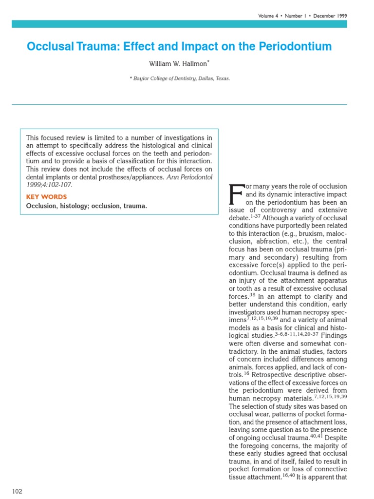 Effects of Occlusal Trauma on Periodontium | PDF | Human Tooth ...
