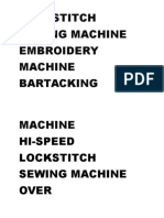 Lockstitch Sewing Machine Embroidery Machine Bartacking