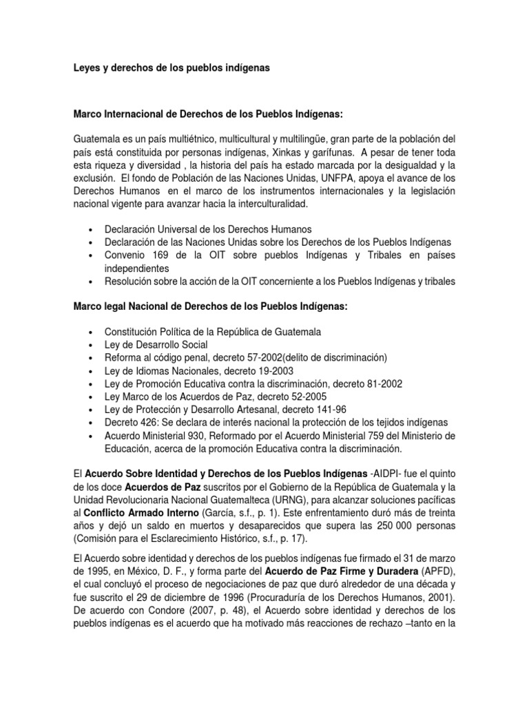 Derechos de los Pueblos Indígenas en Guatemala | PDF | Fenciclidina ...