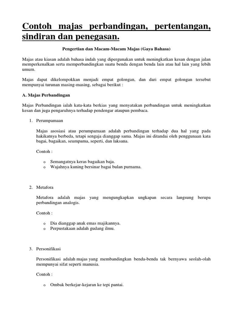 Contoh Majas Perbandingan Pdf