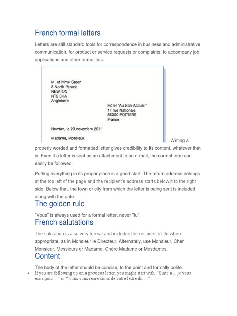 French Formal Letters | Written Communication