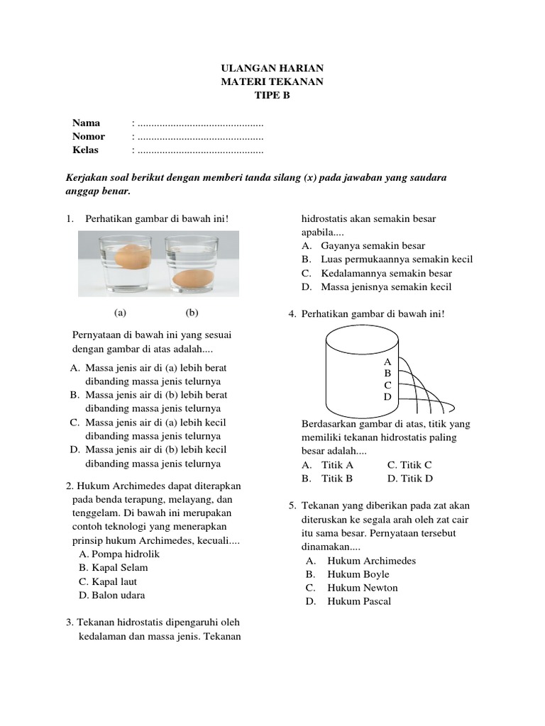 Contoh Soal Hukum Archimedes Balon Udara Barisan Contoh