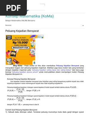 Peluang Kejadian Bersyarat Konsep Matematika Koma