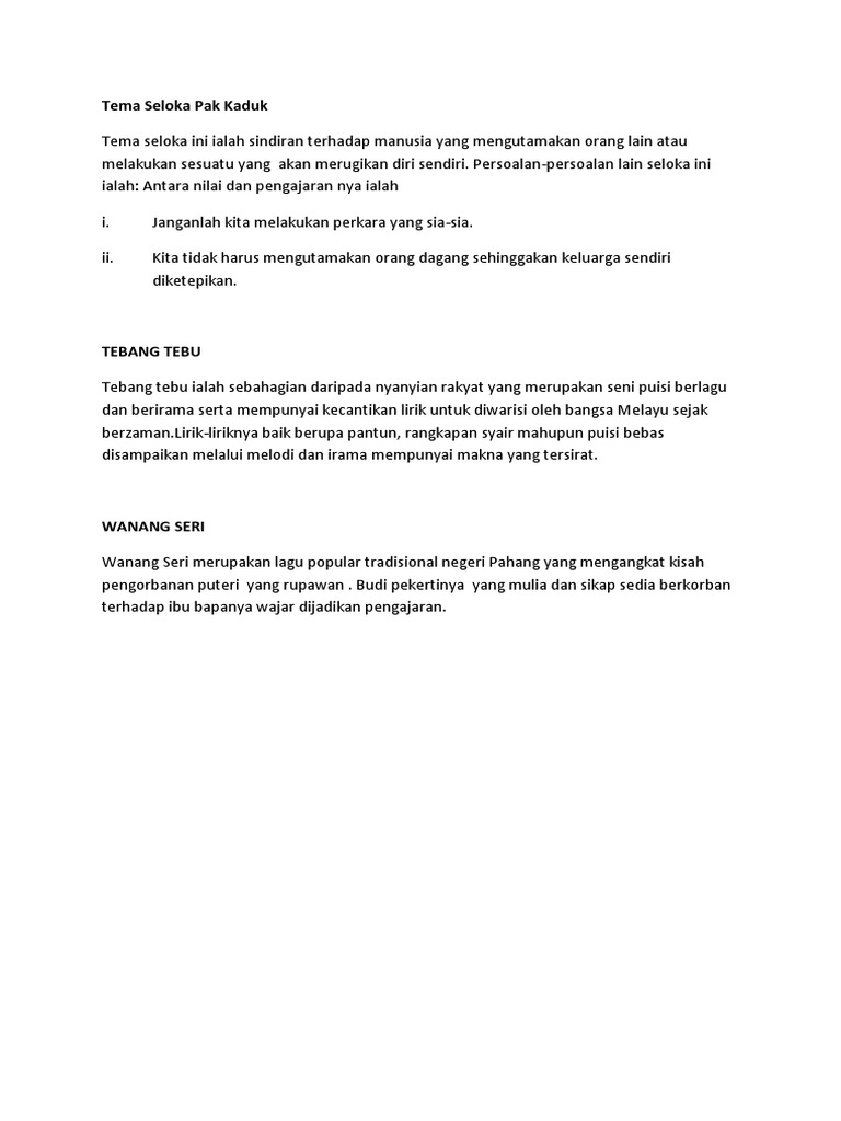 Tema Seloka Pak Kaduk Pdf