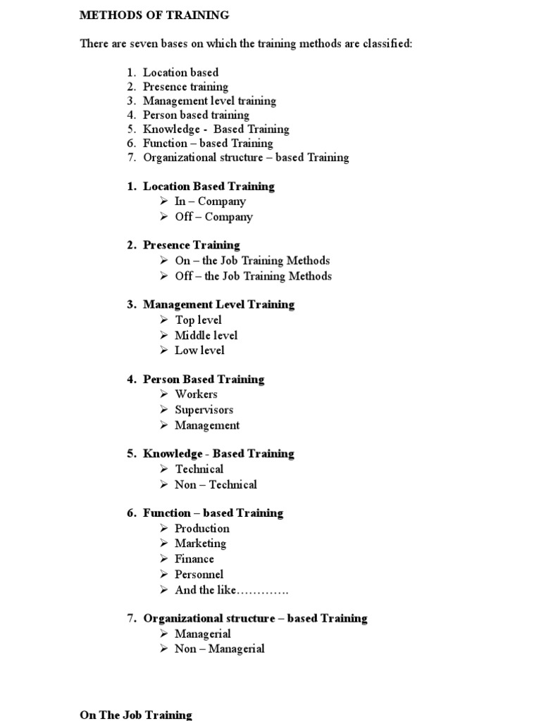 Training Methods in HRM Explained | PDF | Lecture | Leadership