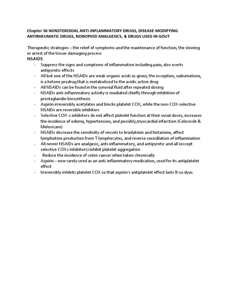 NSAIDs: Classification and Effects | PDF | Nonsteroidal Anti ...