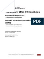 Admissions 2018-19 Handbook: Bachelor of Design (B.Des.) Graduate Diploma Programme in Design (GDPD)