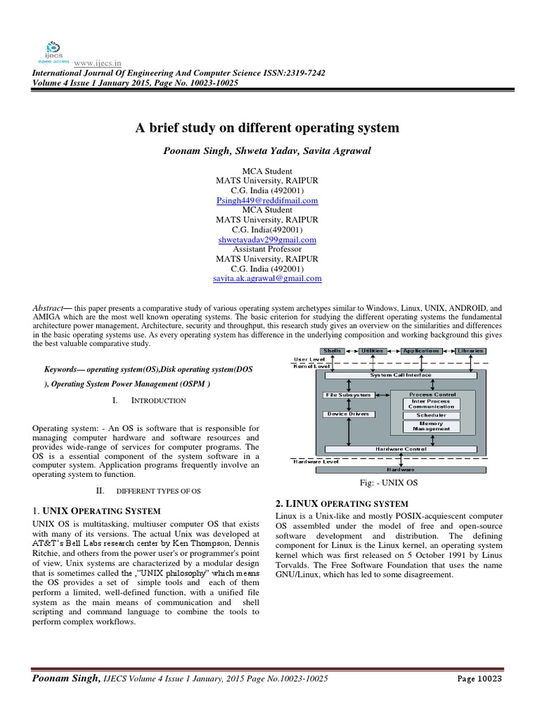 Comparative Study of Operating Systems | PDF | Operating System | Linux