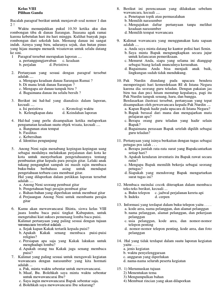 Soal Ujian Sekolah Pdf