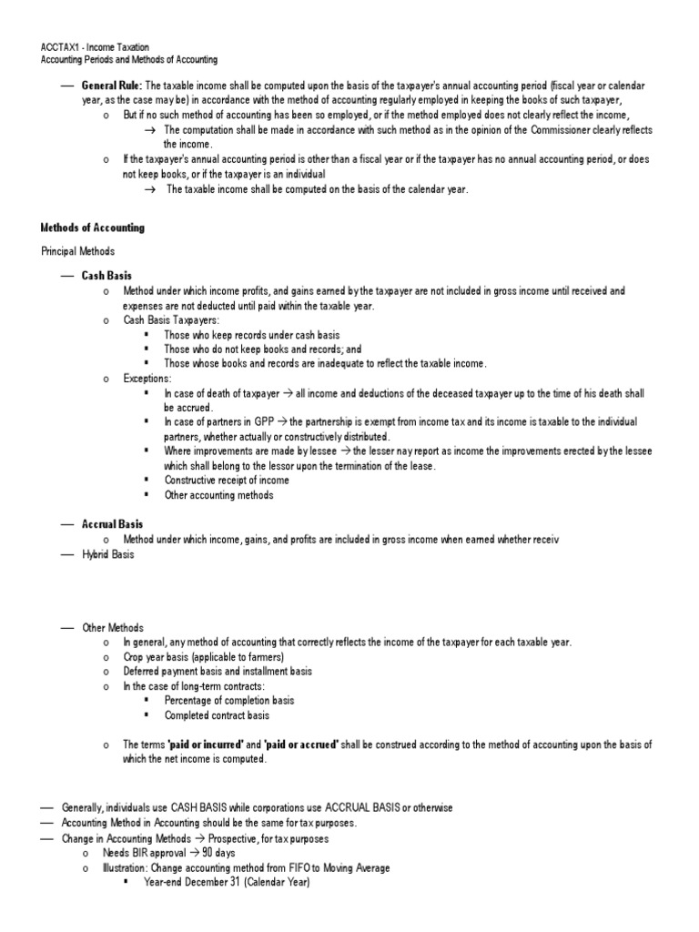 Note 10 Accounting Methods | PDF | Tax Deduction | Gross Income