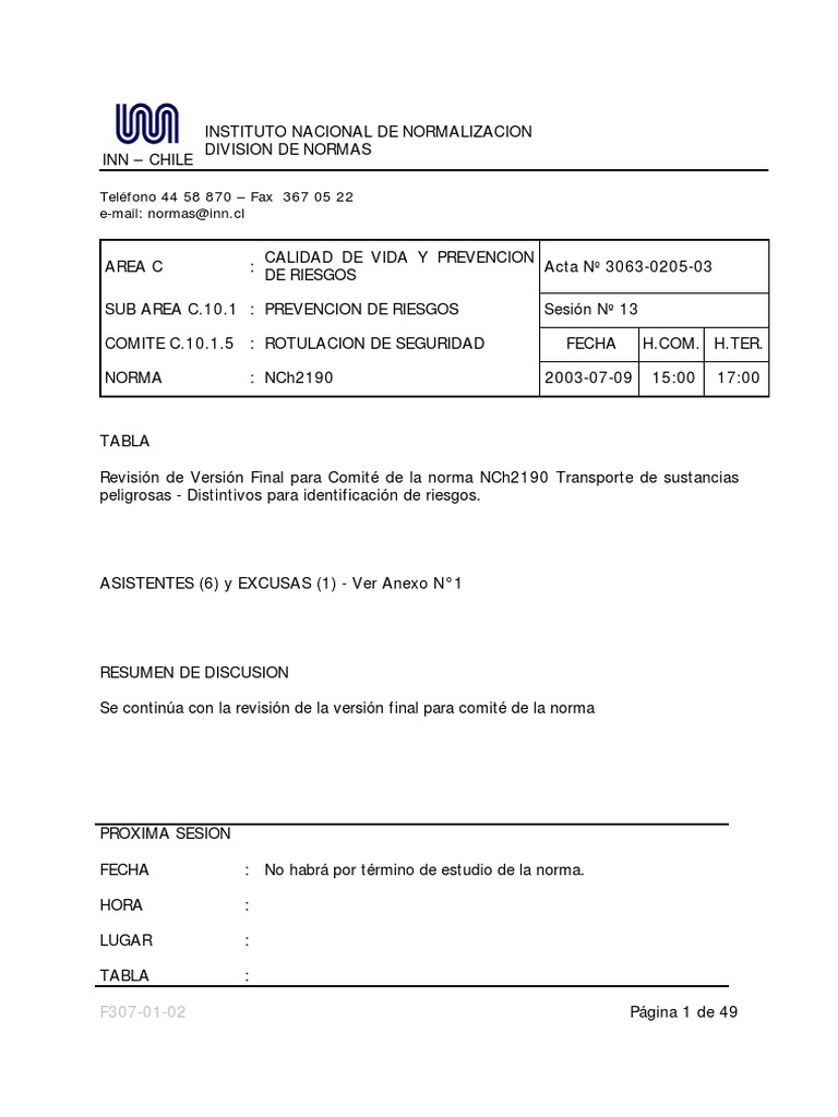 02 NCH 2190 (Act) | PDF | Combustibles | Transporte