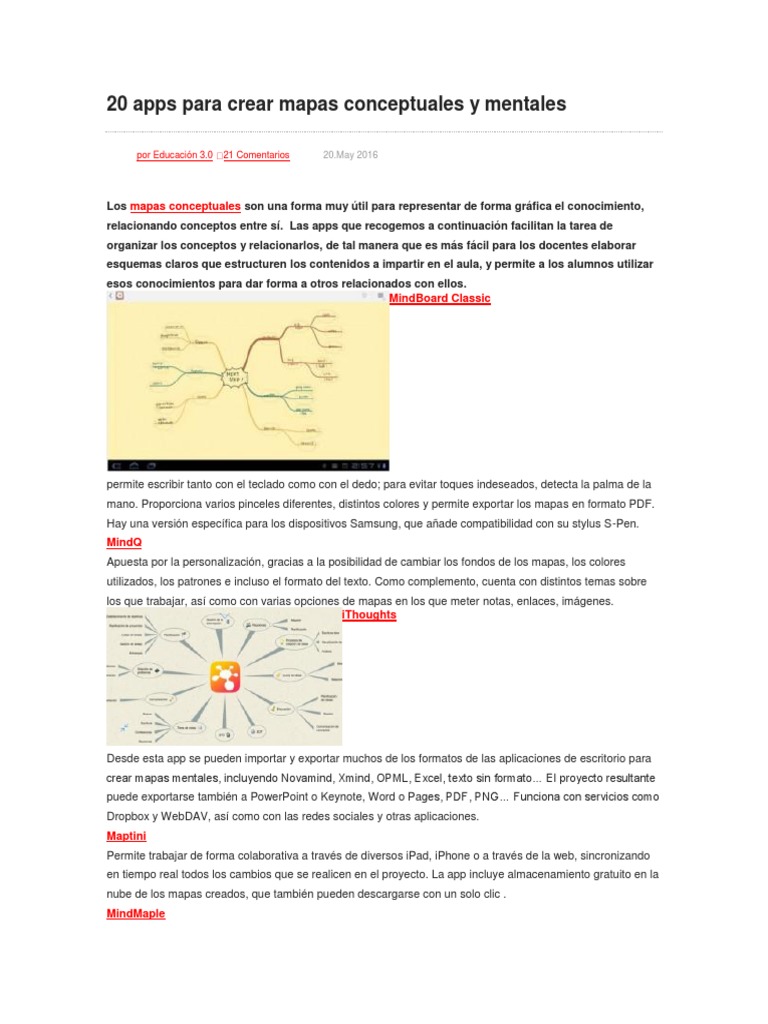 20 Apps para Crear Mapas Conceptuales y Mentales | PDF | Aplicación ...