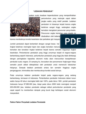 Faktor penyebab terjadinya ledakan penduduk adalah