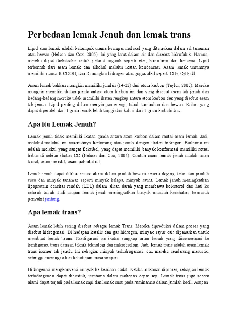 Perbedaan Asam Lemak Jenuh Dan Tak Jenuh Pdf - Terkait Perbedaan