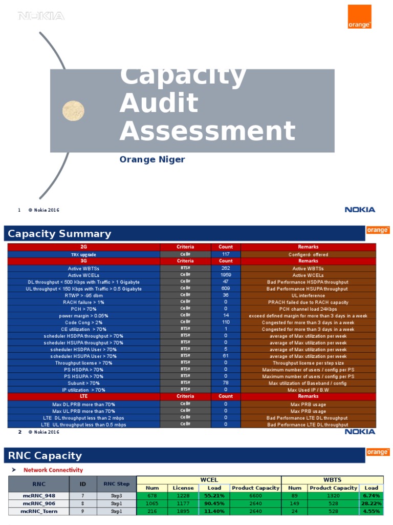 Capacity Assessment Template PDF High Speed Packet Access