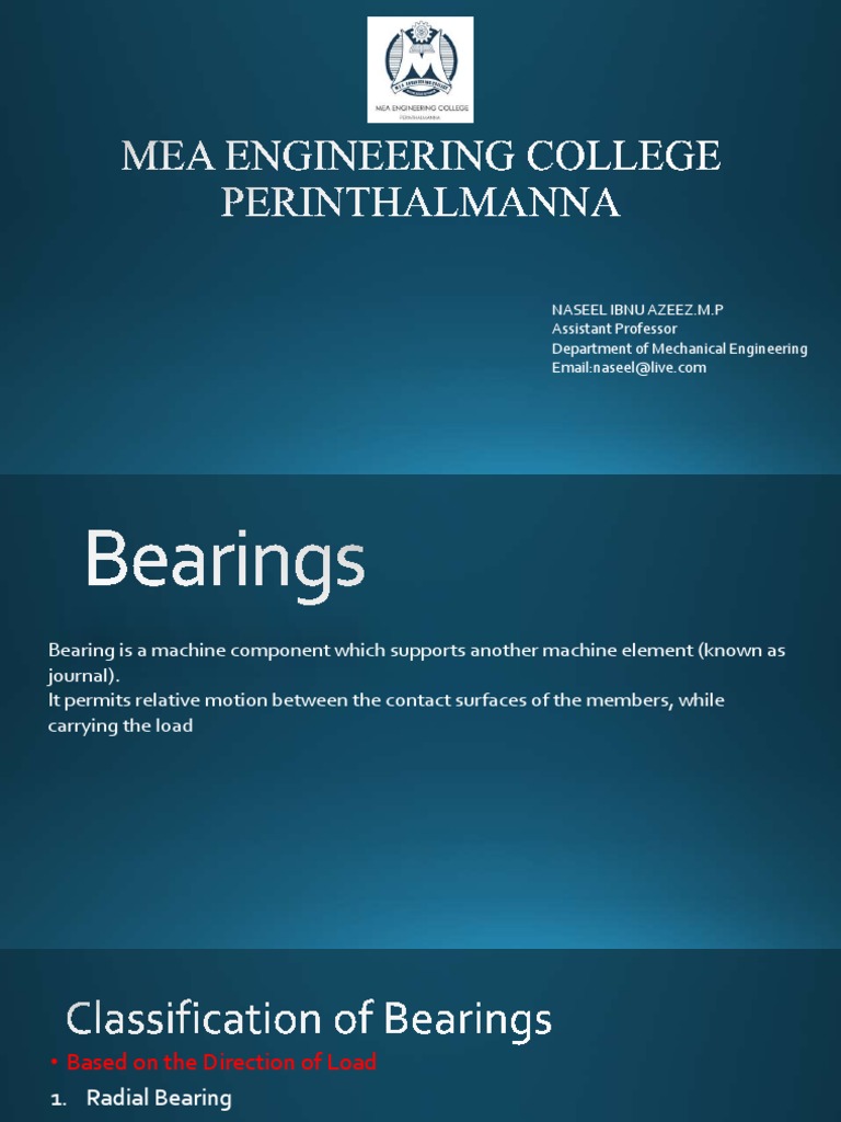 Types and Construction of Bearings | PDF | Bearing (Mechanical) | Machines