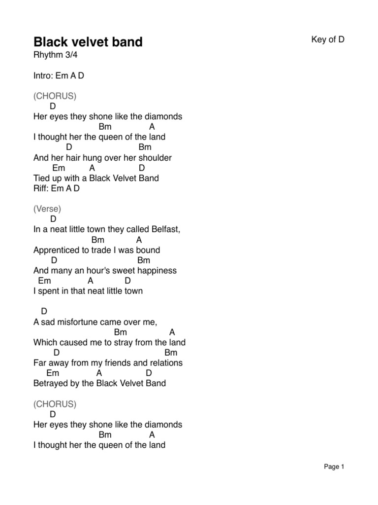 Black Velvet Band PDF Song Structure Musical Compositions