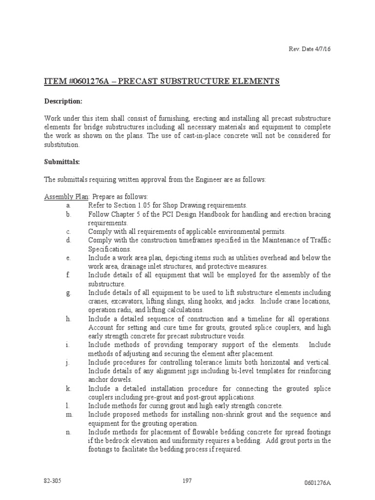 Precast Substructure Elements Guidelines | PDF | Precast Concrete ...