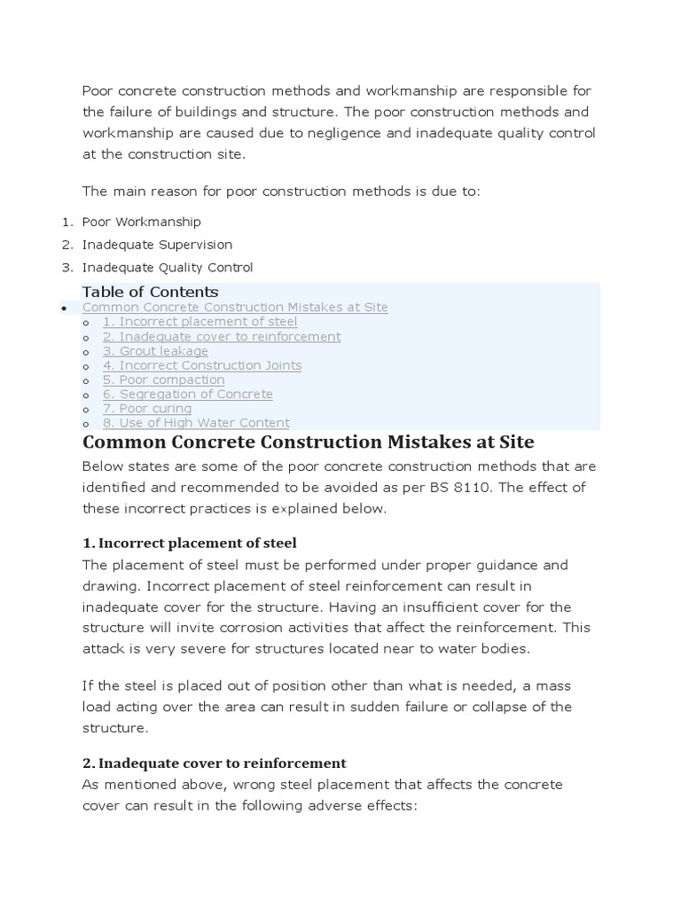 Poor Concrete Construction Practices | PDF | Concrete | Building Materials
