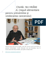 Dr. Pavel Chirilă: NU HRĂNI CANCERUL (Reguli Alimentare Pentru Prevenirea Și Vindecarea Cancerului)