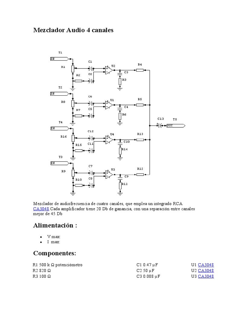 Mezclador Audio 4 Canales CA3048 | PDF | Hogar, jardinería y bricolaje ...