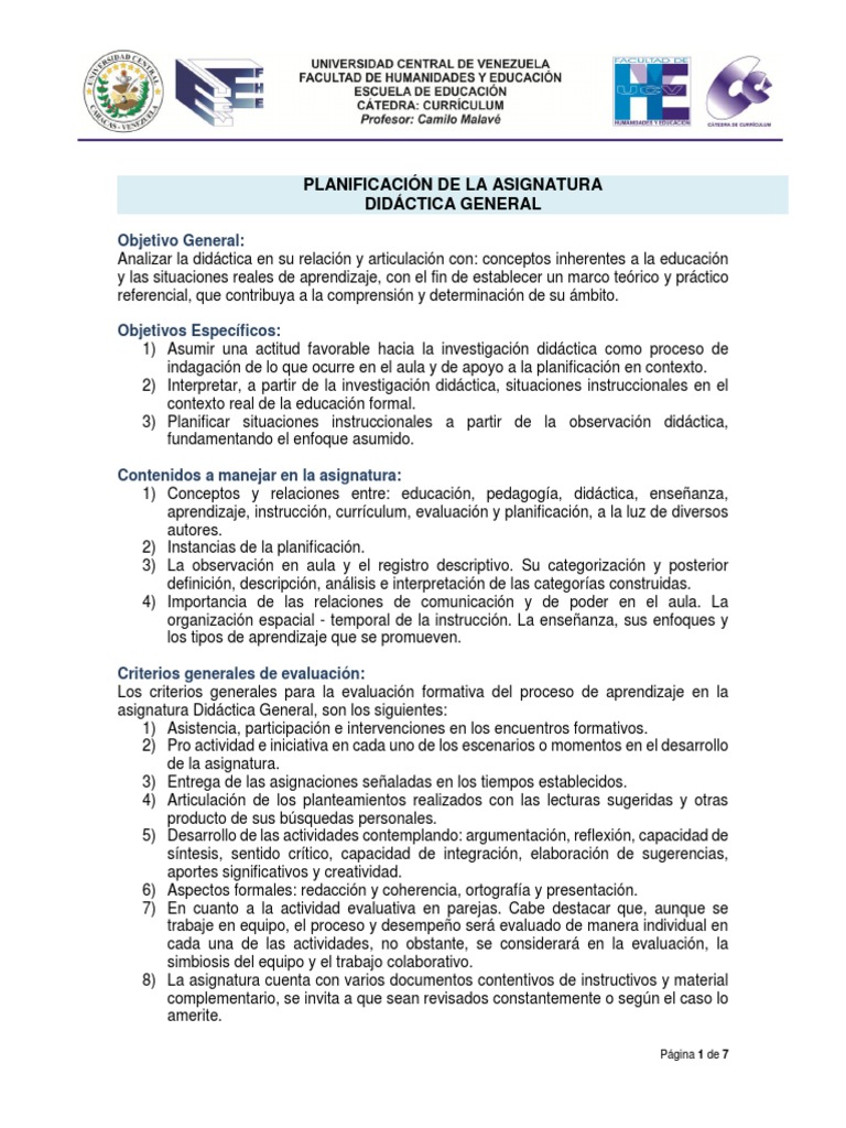 Planificación Didáctica en Educación | PDF | Evaluación | Plan de estudios