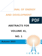 Abstracts For The Journal of Energy and Development Volume 41, Number 1, Autumn 2015