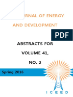 Abstracts For The Journal of Energy and Development Volume 41, Number 2, Spring 2016