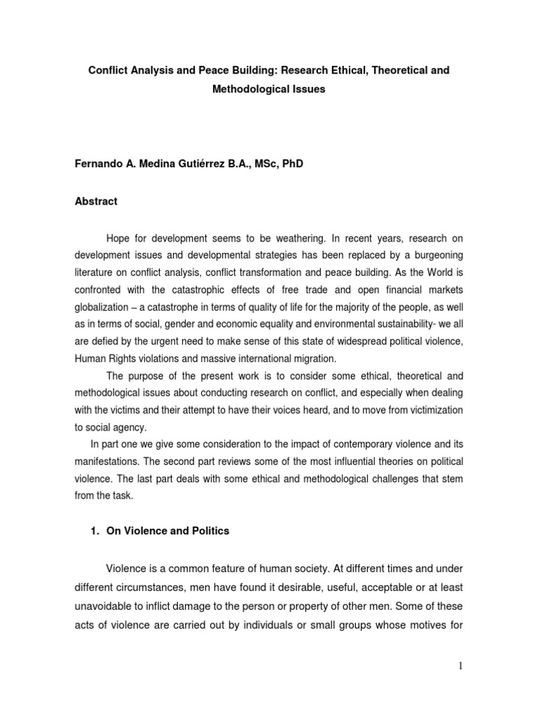 Conflict Analysis and Peace Building Issues | PDF | Revolutions | Violence