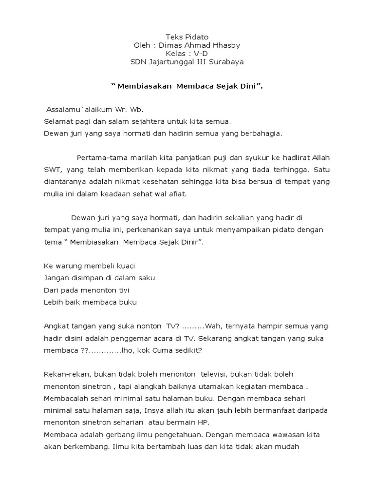 Teks Pidato Pembiasaan Membaca 2