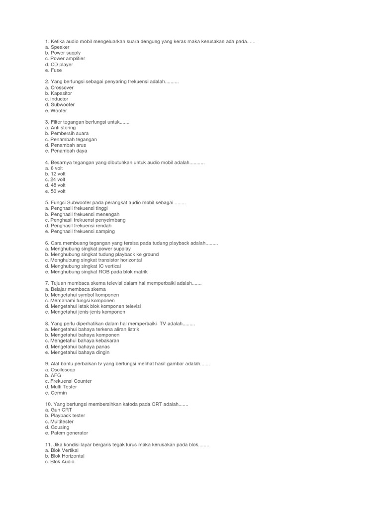 Kumpulan SoalSoal Ujian Teori Kejuruan TAV PDF
