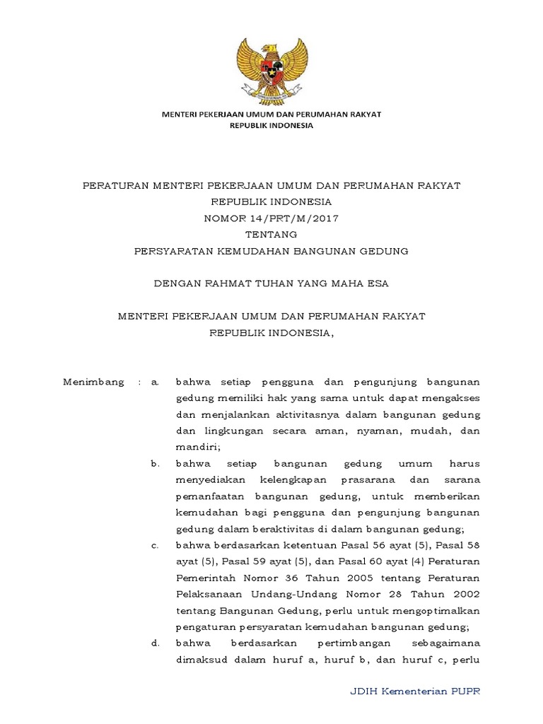 PerMen PUPR No.14 Tahun 2017  PDF
