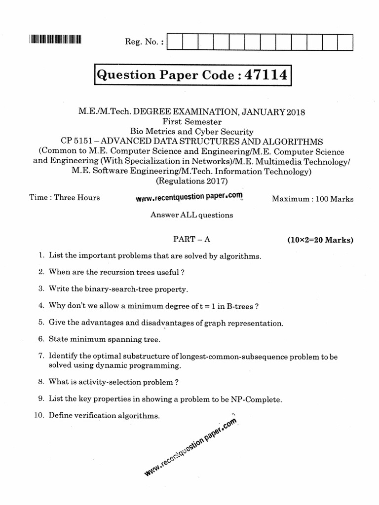 Cp5151 Advanced Data Structures and Algorithims | PDF | Theoretical ...