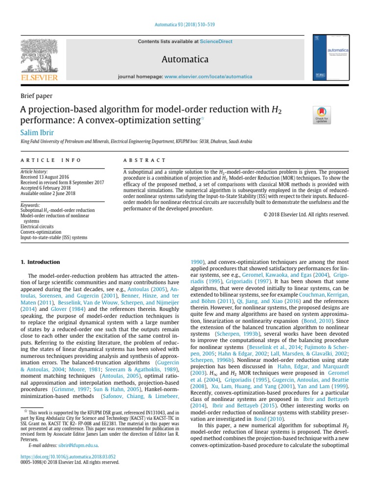 Research Article On Model Order Reduction | PDF | Matrix (Mathematics ...