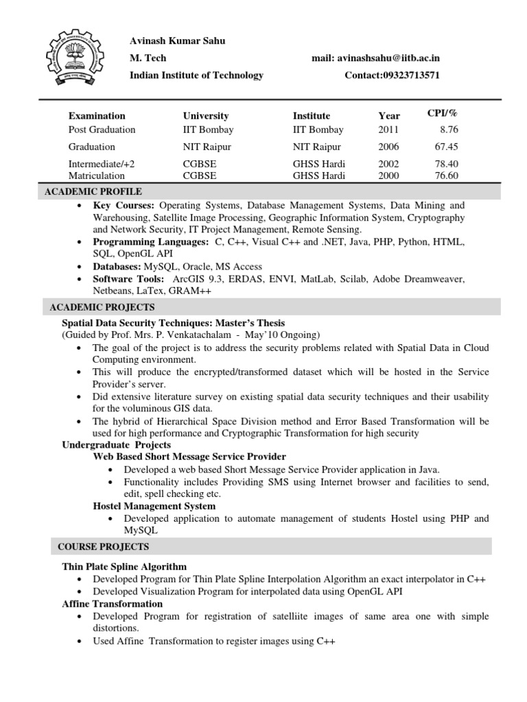 My Resume | PDF | Geographic Information System | Computing