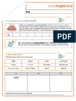 Grammar Games Prepositions of Time Worksheet PDF